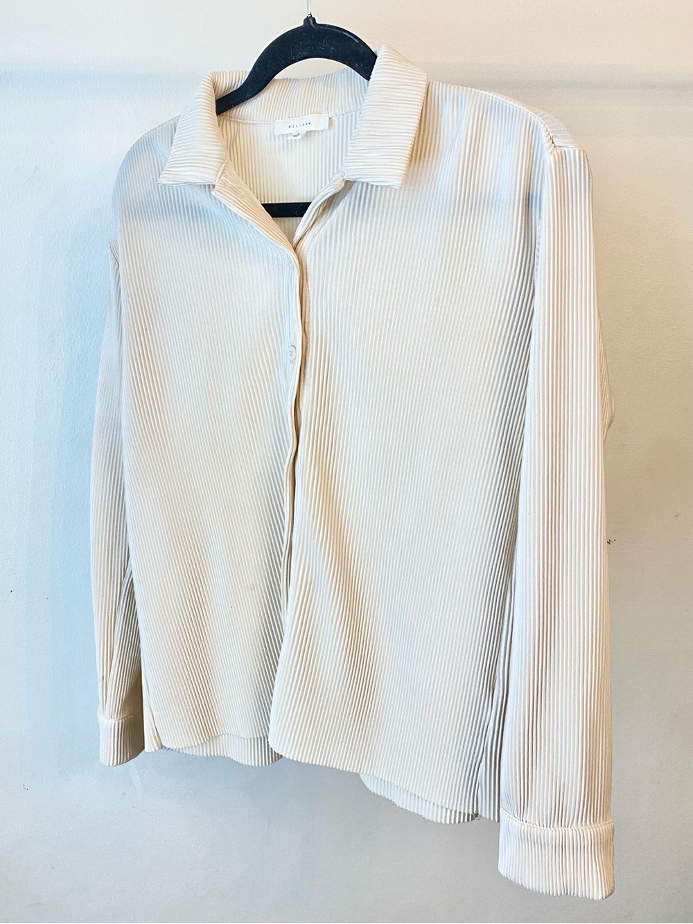 ALL:ROW Cream Ribbed Button-Up Shirt